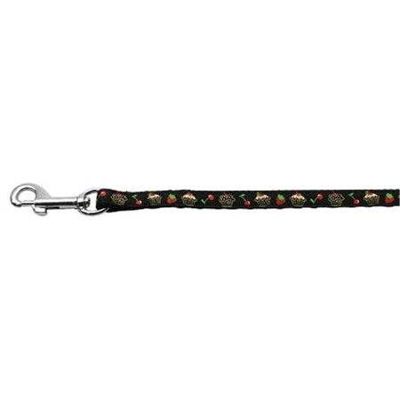 UNCONDITIONAL LOVE Cupcakes Nylon Ribbon Leash Black .38 inch wide 4ft Long UN749616